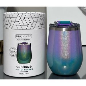BRUMATE UNCORK'D XL 14oz WINE TUMBLER, GLITTER‎ MERMAID